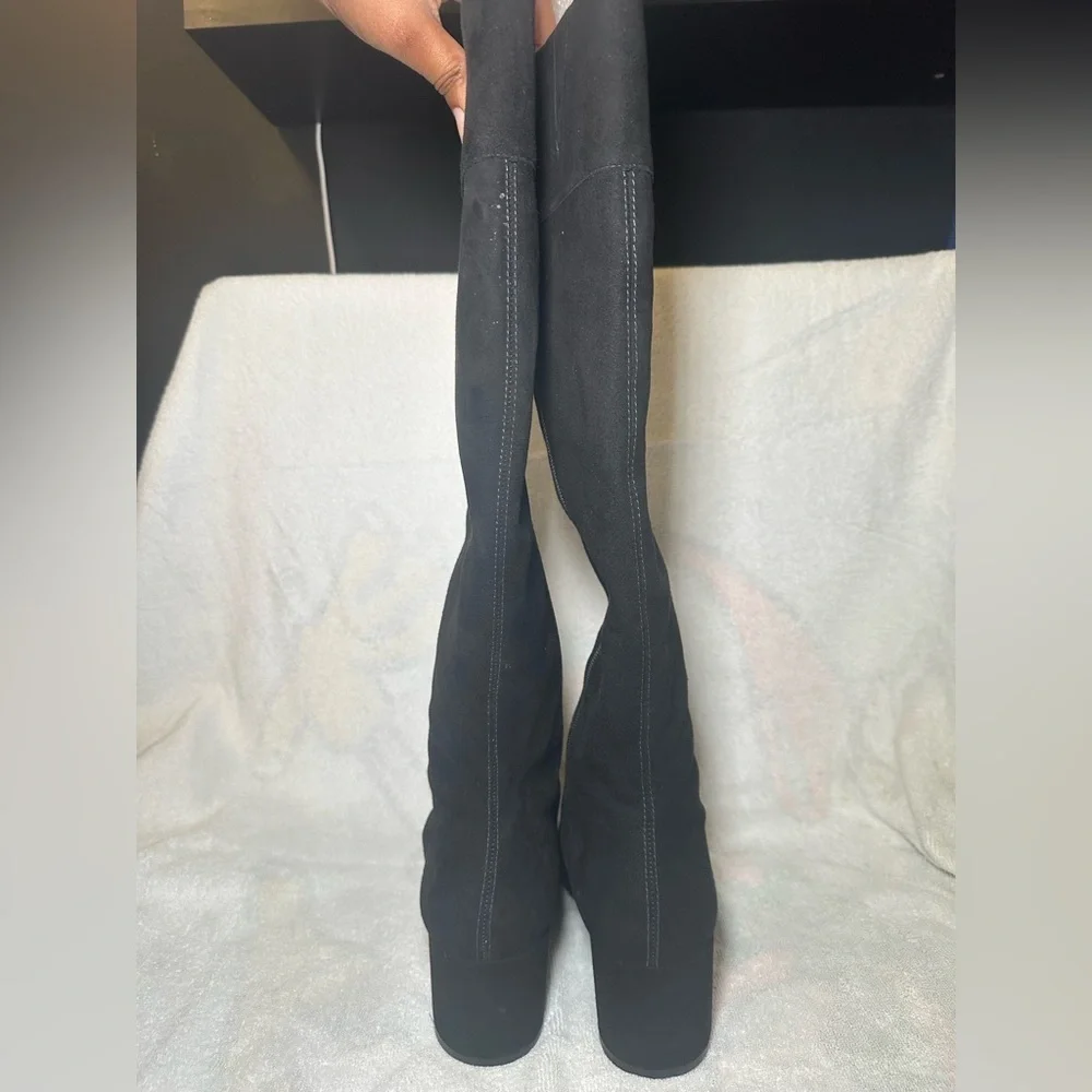 ANTONIO MELANI Parsena Black Staple Over the Knee Leather Boots 10M